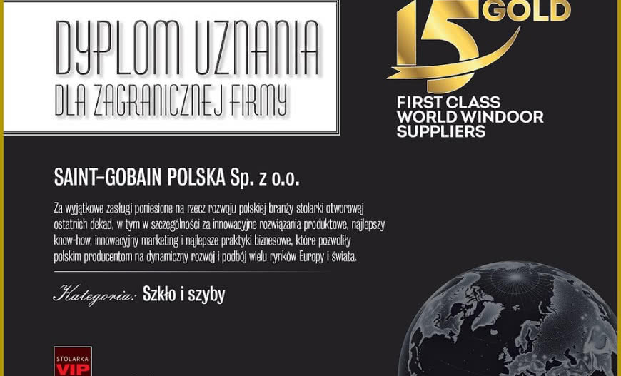 Saint-Gobain Glassolutions liderem w plebiscycie „Złota 15” Stolarki VIP